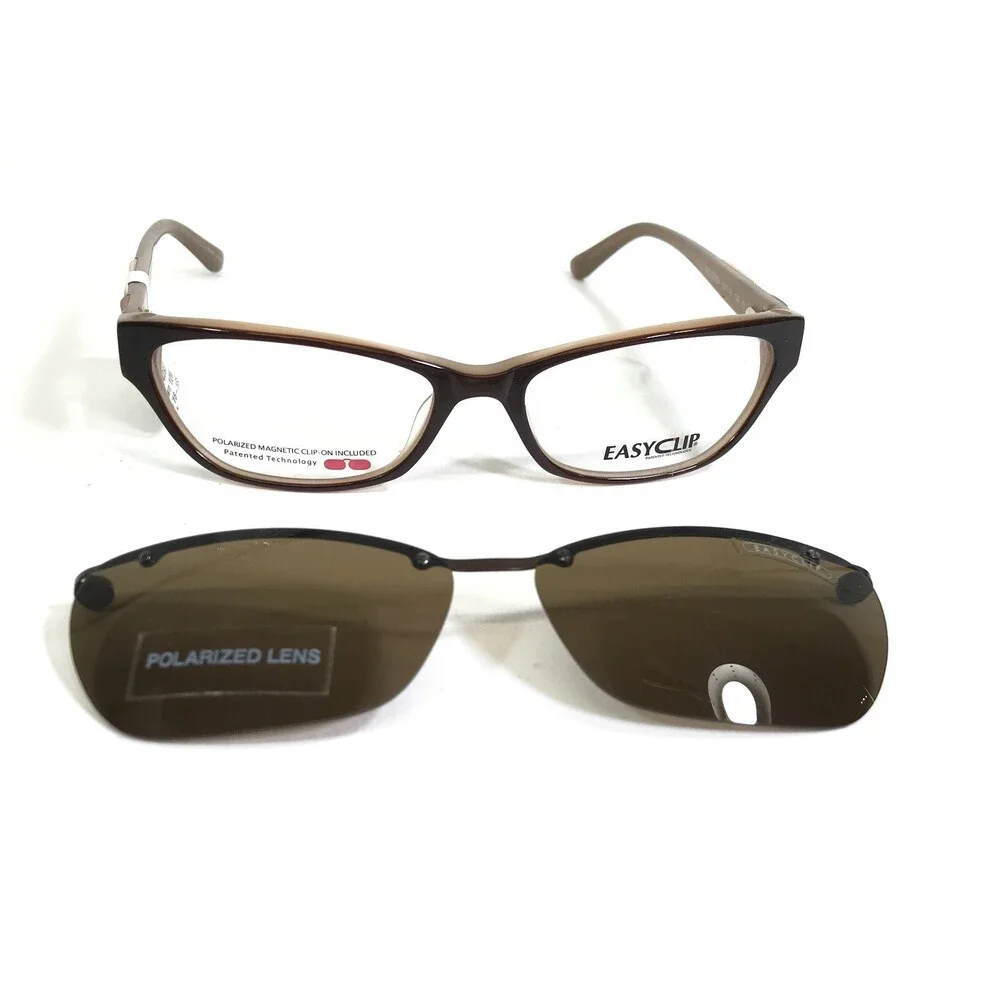 Easyclip Eyeglasses Frames MOD EC324 Brown Cat Eye Frames with Clip On Lenses